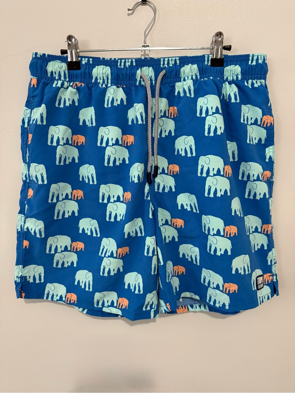 Tom & Teddy Men's Blue Elephant Print Swim Trunks